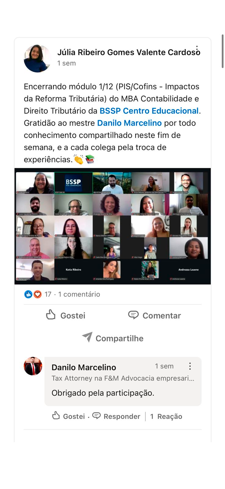 Depoimento publicado no LinkedIn (15)