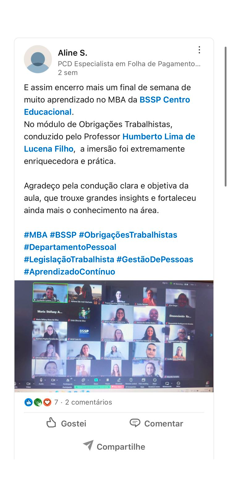 Depoimento publicado no LinkedIn (17)