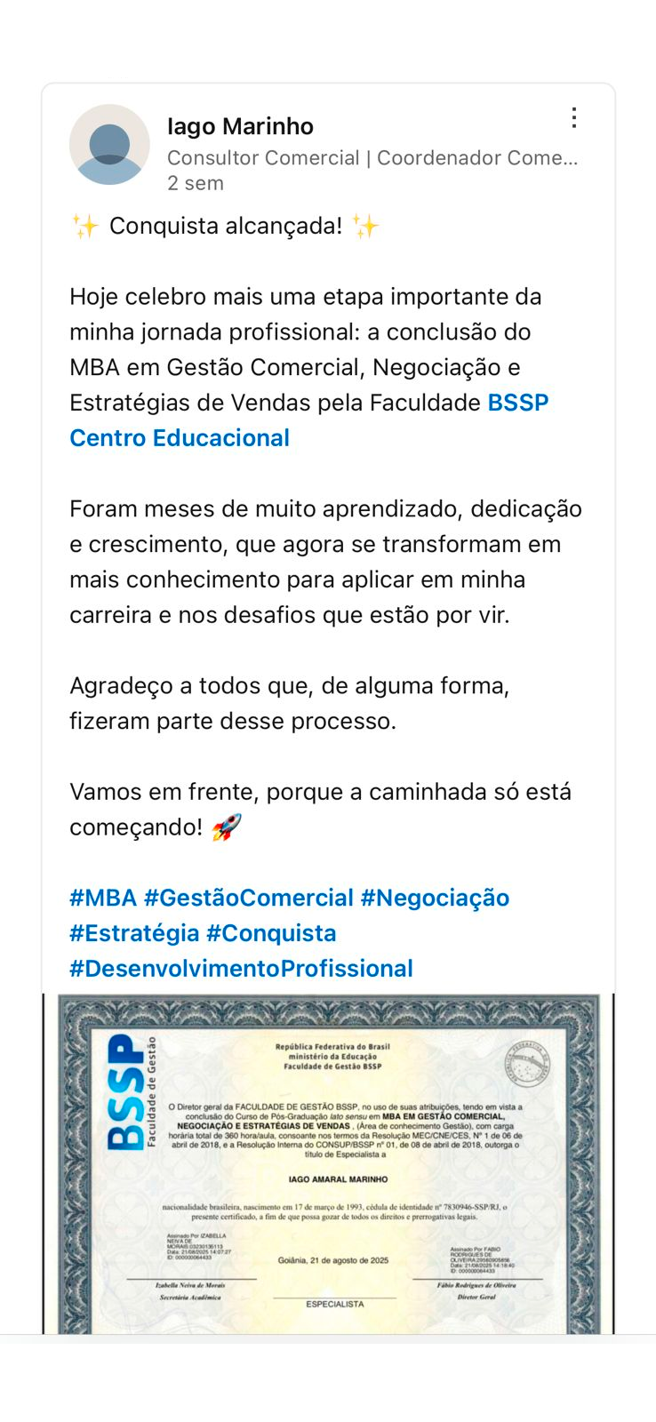 Depoimento publicado no LinkedIn (20)