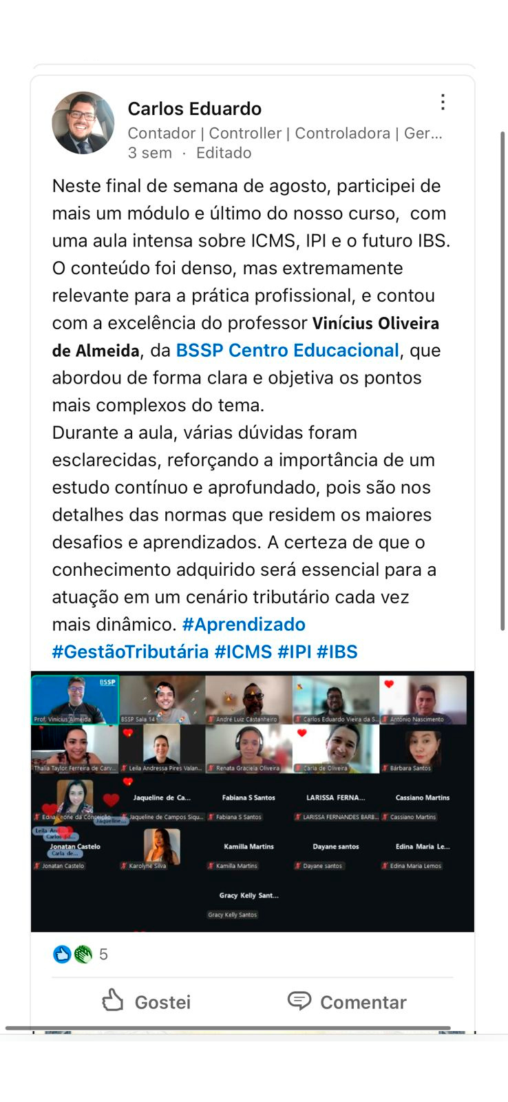 Depoimento publicado no LinkedIn (21)