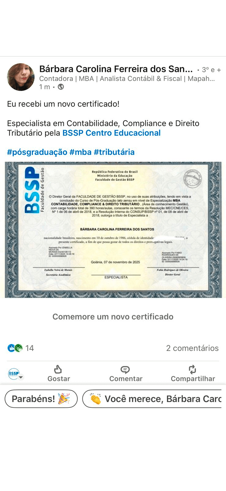 Depoimento publicado no LinkedIn (39)